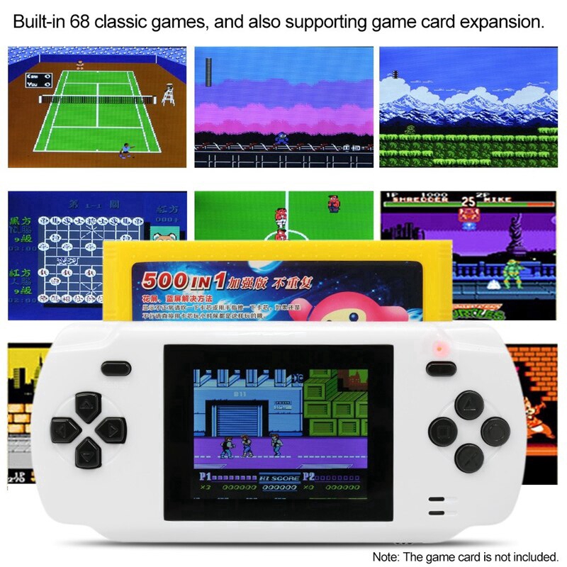 Pow kiddy S600 2.8 Inch Game Console Built-In 68 Classic Games 8-Bit Av Out Video Handheld Gamepad White