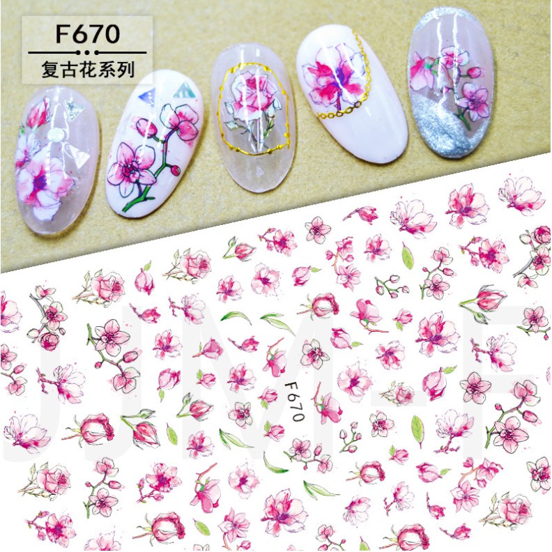 Sticker & Decal dán móng tay hình hoa ,lá, sticker nail