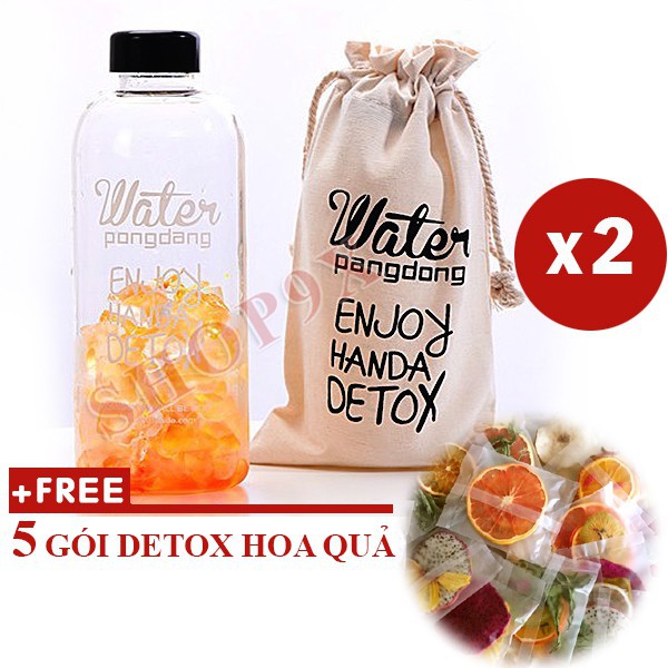 MUA 2 BÌNH NƯỚC DETOX 1000 ML (KÈM TÚI) + TẶNG 5 GÓI DETOX HOA QUẢ SẤY KHÔ