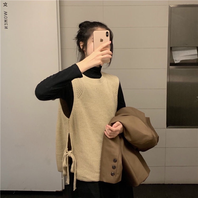 Gile len mỏng cộc tay thắt nơ eo