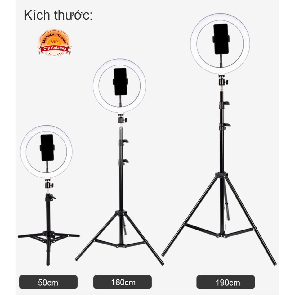 Gậy Tripod Đèn LED 3 Màu Kẹp 4 điện thoại Quay phim chụp ảnh Livestream - 190cm