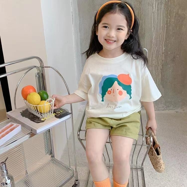 Áo Thun Cotton Nguyên Chất Tay Ngắn Phong Cách Nhật Bản Thời Trang Mùa Hè Hàng Mới 2022 Phong Cách Phương Tây Dành Cho Bé Gái 100