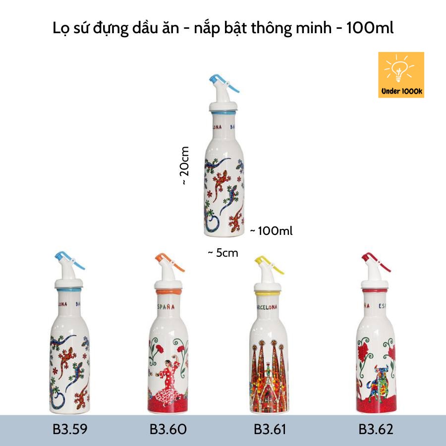 Lọ đựng gia vị - Lọ gia vị sứ 100ml đựng dầu ăn, nước tương, nước mắm