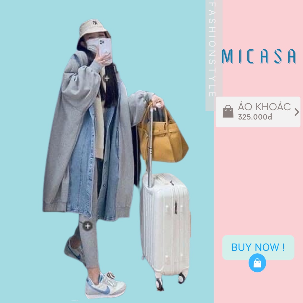 [ORDER]Áo khoác nỉ nữ phối jeans độc đáo dáng dài siêu ấm phong cách hàn quốc M204-C[ảnh thật] | BigBuy360 - bigbuy360.vn