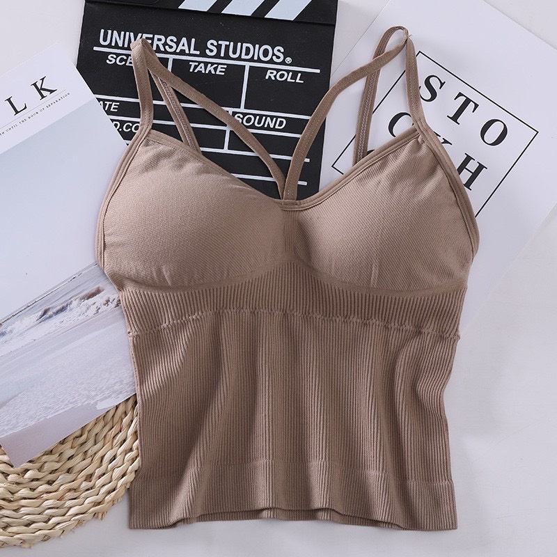 Áo Bra Nữ Cotton 2 Dây Dáng Dài Hở Lưng BR22