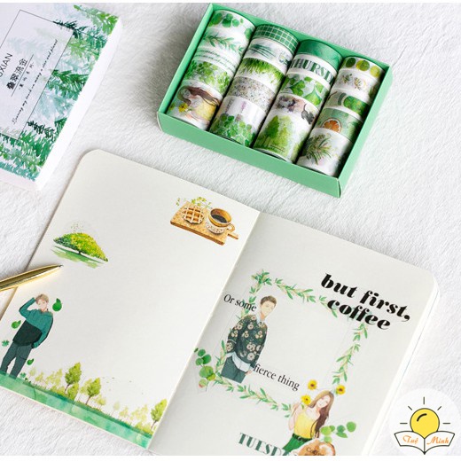 Set hộp 20 cuộn Washi tape Băng dính trang trí sổ bullet journal, planner, sổ tay, album