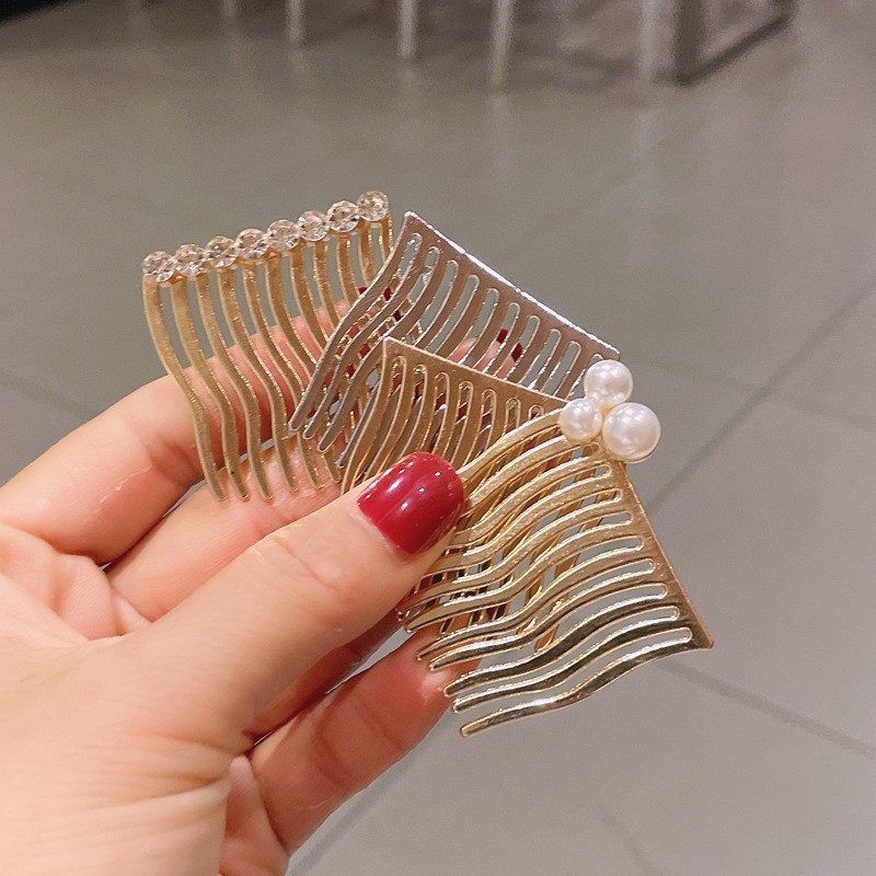 Kẹp Tóc Hình Chiếc Lược Đính Đá Và Ngọc Trai Phong Cách Hàn Quốc