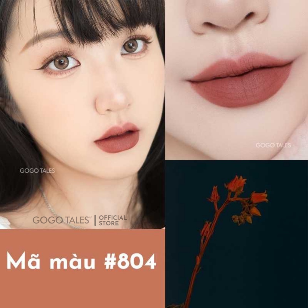 Son môi lì không trôi nơ khắc nổi GOGO TALES Son tint lì nội địa trung mềm mịn lâu trôi GT218