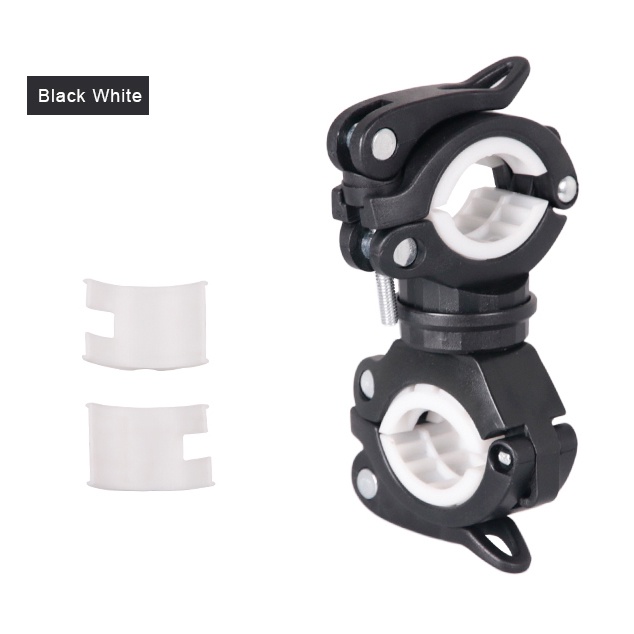 Giá Đỡ Đèn Pin LED Hai Đầu Xoay 360 Độ Màu Trắng Và Đen Cho Xe Đạp