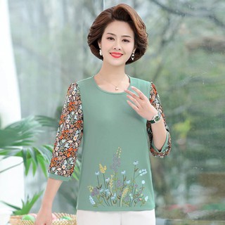 Áo trung niên tay voan hoa cao cấp