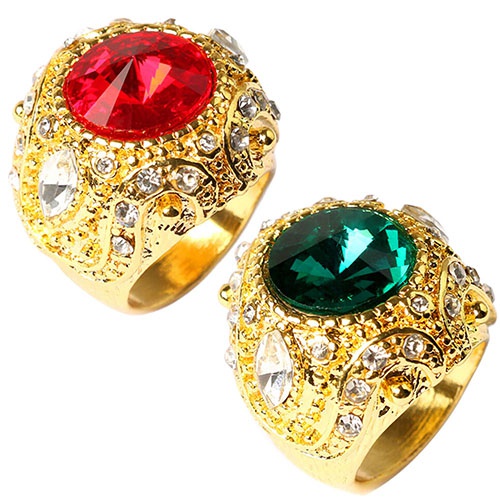 Nhẫn mạ vàng đính đá thời trang kiểu dáng vintage (size 7-10)