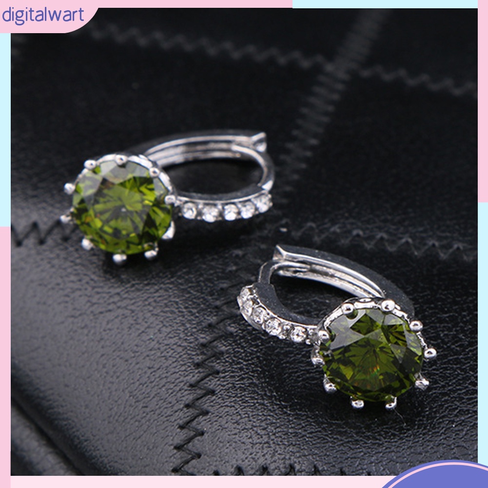 Khuyên tai tròn đính đá Zirconia thời trang cho nữ