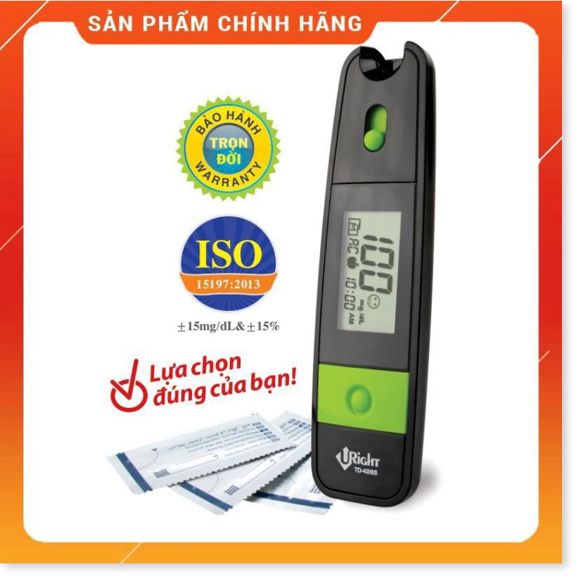 Máy đo đường huyết Uright TD-4265 + Tặng hộp que thử 10 que rời và 10 kim lấy máu