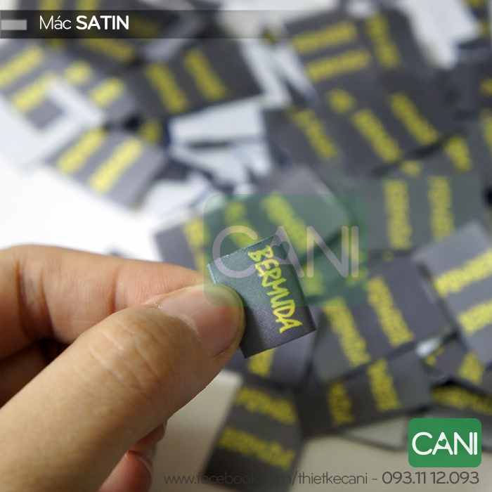 Mác vải Satin lụa In theo yêu cầu  Nhãn mác quần áo