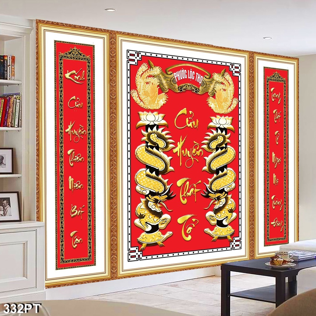 Tranh Cửu Huyền Thất Tổ In Theo Kích Thước Yêu Cầu Có Keo Dán