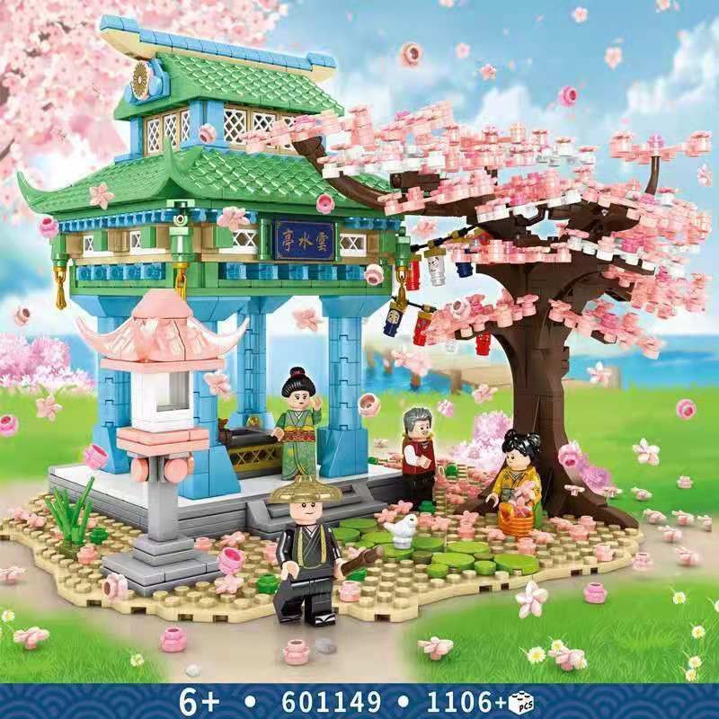 Tương thích với Lego Senbao Building Blossom Cherry Khinh khí cầu Chế độ xem phố Xếp hình Đồ chơi Lãng mạn 520 Ngày
