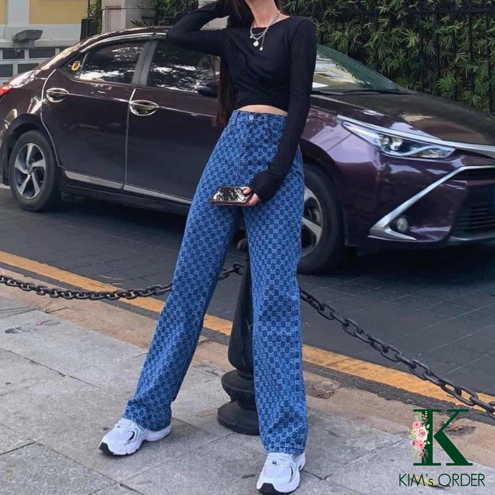 Quần jean ống rộng G.C hot trend cá tính ngầu chất quần jeans ống đứng jeans nam nữ phong cách hàn sang chảnh - Hàng nhậ