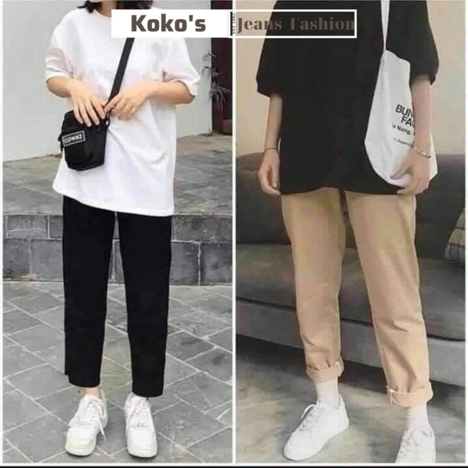 Quần Ống Rộng Baggy Kaki Unisex Nam Nữ🌸 Quần ống rộng, cạp chun, Ullzang