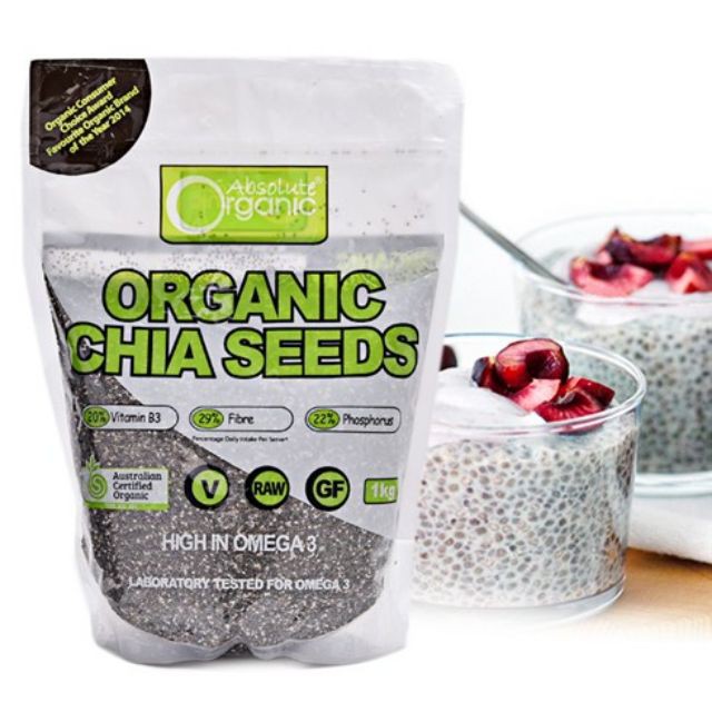 [Combo 2 Gói] Hạt Chia Xanh Úc Absolute Organic Chia Seeds 1kg