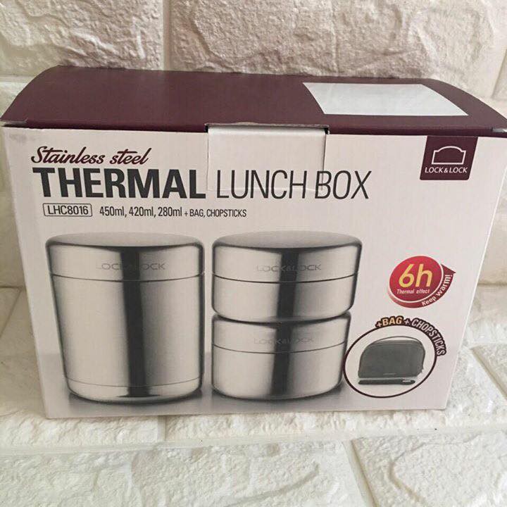 Hộp cơm giữ nhiệt inox 304 kèm đũa và túi giữ nhiệt Lock&Lock LHC8015-8016 | BigBuy360 - bigbuy360.vn