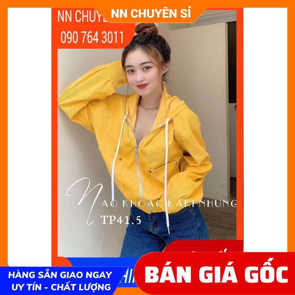 ẢNH THẬT ⚡ KHOÁC KAKI NHUNG TĂM - TP41.5 - KHOÁC NỮ TRƠN MÀU - KHOÁC NHUNG TĂM