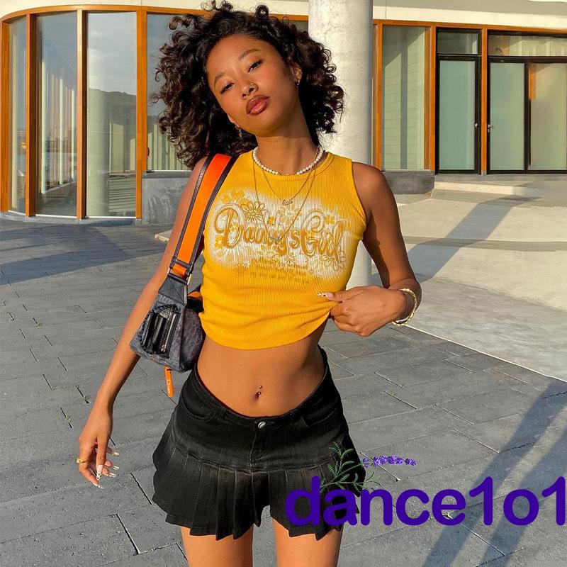 Áo sát nách cổ tròn in chữ thời trang cho nữ