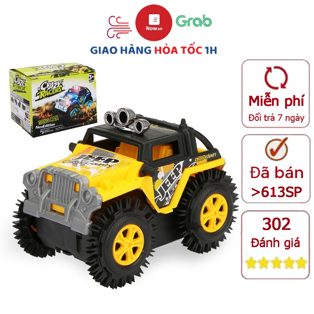 Xe Jeep đồ chơi ô tô cho bé chạy pin AA chi tiết sắc sảo, nhựa ABS an toàn cho người sử dụng (màu vàng – chưa kèm pin)