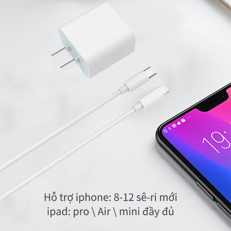 Bộ sạc nhanh PD 20W kèm cáp dữ liệu cho iPhone 11 / 11 Pro Max / X / XS Max / 8 / 8 Plus