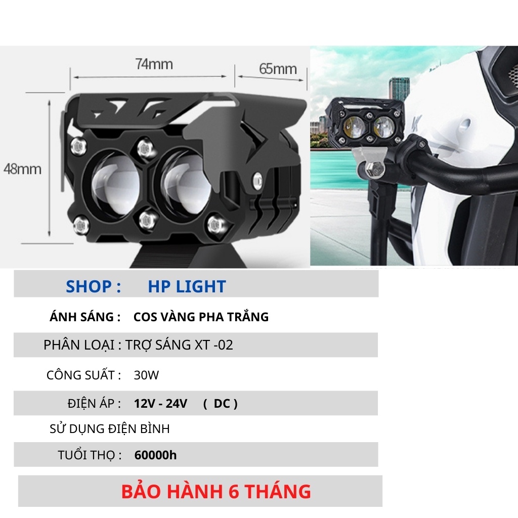 Trợ Sáng Mini 2 Màu Bi Cầu Siêu Sáng Xe Máy HPLIGHT XT - 02