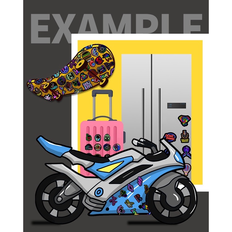 Bộ 50 Miếng Dán Phản Quang Họa Tiết Vui Nhộn Thời Trang Trang Trí Vali / Điện Thoại / Máy Tính Xách Tay