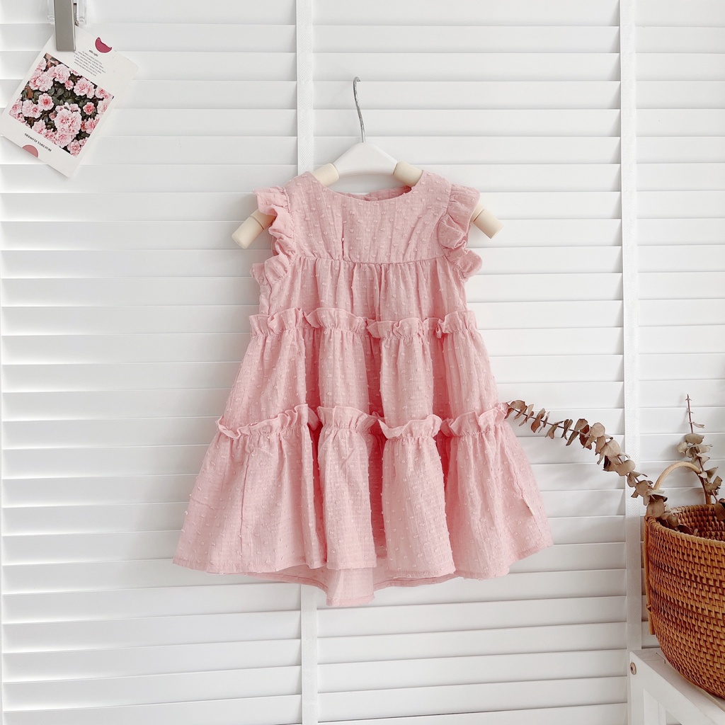 ✨BÁN SỈ✨D012- Đầm bé gái 3 tầng 3 màu hồng,cam,vàng