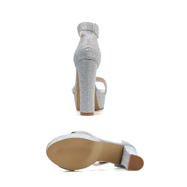 Giày Sandal Cao Gót Đế Dày Chống Thấm Nước Đính Đá Phong Cách Âu Mỹ 2022 Sang Trọng Cho Nữ