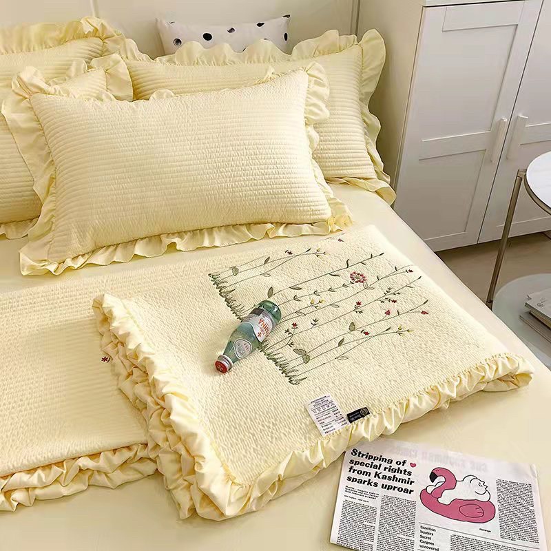 🍀 Bộ chăn ga gối vintage chất cotton solid 💕 set 4 món chăn chần hè - hàng nhập loại 1 - may ga theo yêu cầu