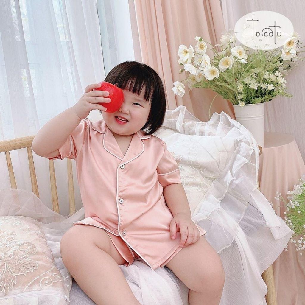 [HÀNG LOẠI 1]PIJAMA Lụa Cộc Tay Siêu Mềm Mại Và Thoải Mái Cho Bé Từ 6 Tháng Đến 10 Tuổi