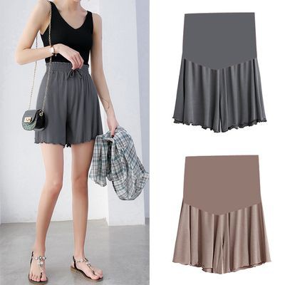 Quần Short Ống Rộng Lưng Cao Cài Khóa Có Thể Điều Chỉnh Cho Mẹ Bầu