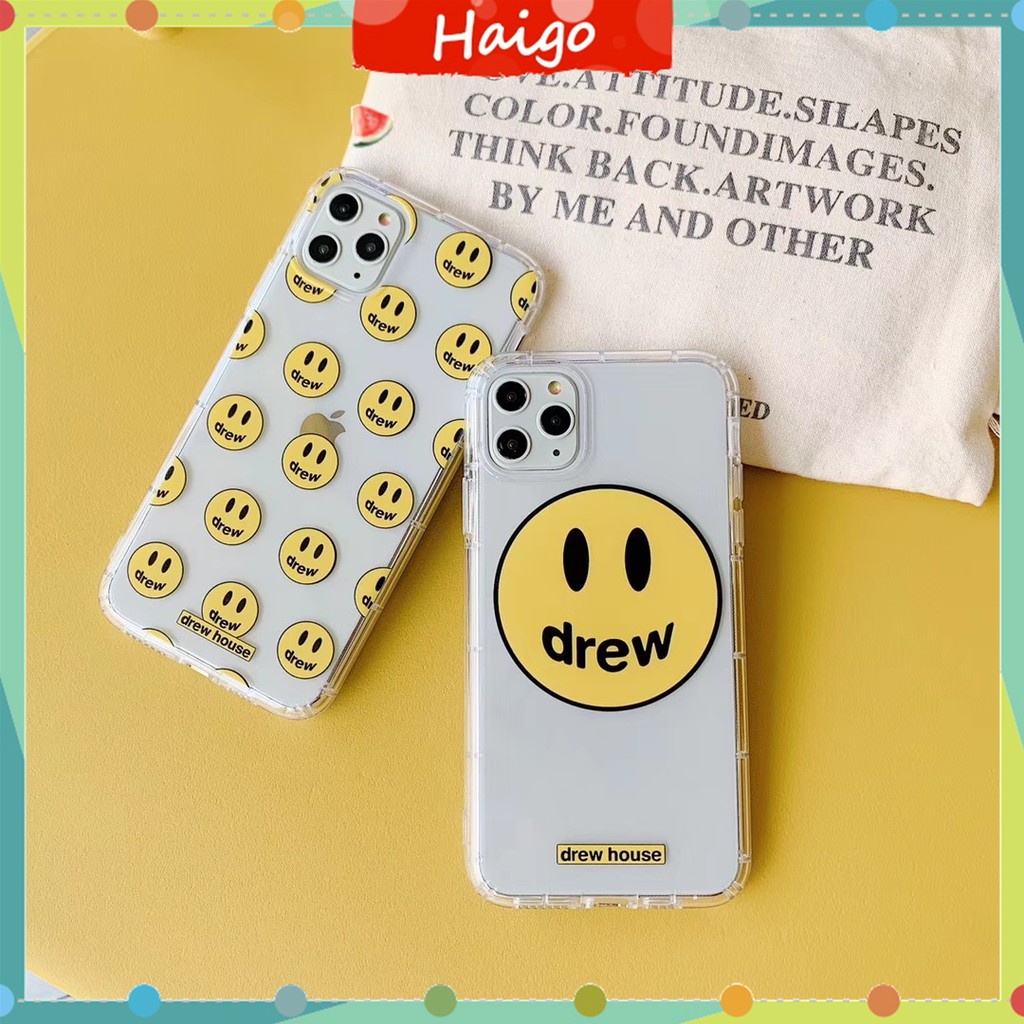 Ốp điện thoại nhựa mềm hình mặt cười DREW cho iPhone 12 mini 11 PRO MAX 6/6s 7/8plus SE2 X/XS XR XSMAX #HG833