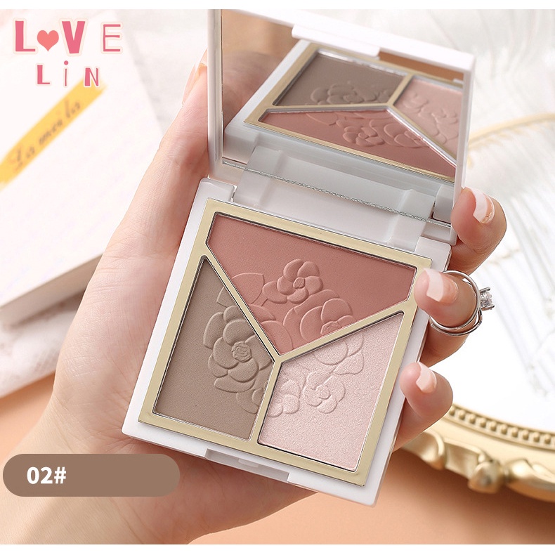 [Hàng mới về] Bảng phấn trang điểm mắt / mũi / má hồng có độ bóng cao ba màu sắc đẹp mắt Lameila | BigBuy360 - bigbuy360.vn