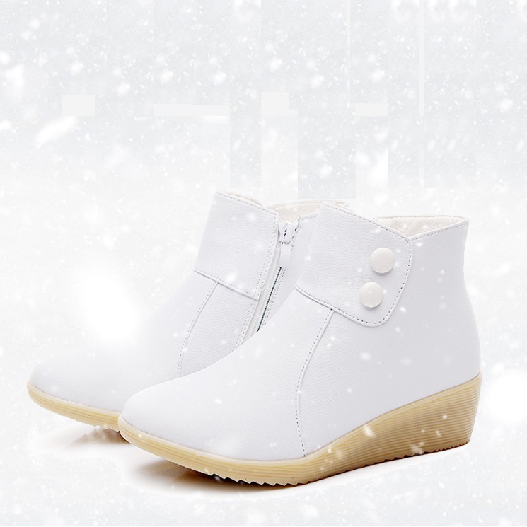 Giày y tá mùa đông- giày y tá cổ cao lót nhung - giày đi trong bệnh viện- giày chống trượt- giày cotton trắng ấm áp