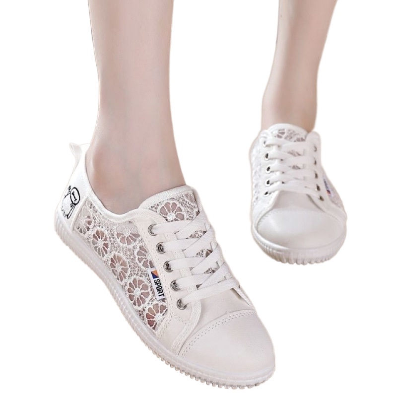 Giày Thể Thao Đế Bằng Siêu Nhẹ Phối Lưới Thoáng Khí Thời Trang Xuân Hè 2022 Mới Cho Nữ