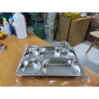 KHAY CƠM PHẦN 5 NGĂN SÂU LÒNG LỚN  inox 304 ( 33x25x4 cm )