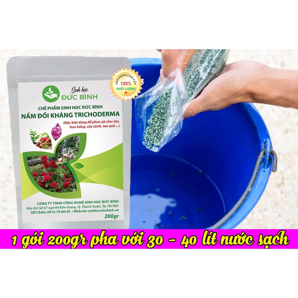 Chế Phẩm Men Vi Sinh Nấm Đối Kháng Trichoderma - Đức Bình - Tưới Hoặc Phun Xịt Cho Hoa Hồng, Hoa Lan, Cây Cảnh 200gr