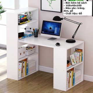 Bàn làm việc gỗ LOẠI TO kèm kệ sách MDF thông minh nhiều màu. Bàn có kê đựng đồ có thể trang trí , kệ sách