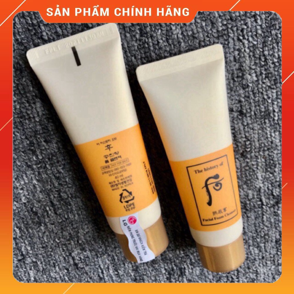 Sữa rửa mặt và tẩy trang đông y Hoàng cung whoo vàng - Whoo Facial Foam Cleanser 40ml