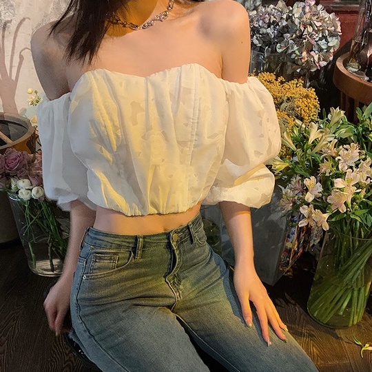 【ZHELIHANGFEI】Áo Chiffon Tay Phồng Cổ Chữ V Thời Trang Cao Cấp Quyến Rũ Cho Nữ