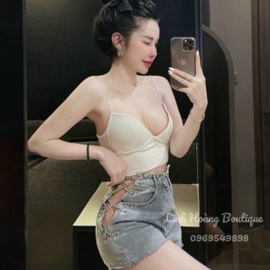 Áo 2 dây Bra vải len gân  siêu phẩm Hot UN🤩