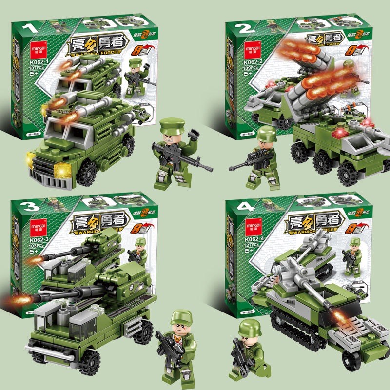 Bộ LEGO cho bé trai máy bay chiến đấu K072,  xe tăng quân sự K062