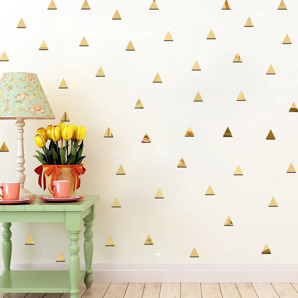 100pcs/set Triangular Mirror Sticker 3D DIY Room Home Decoration Wallpaper