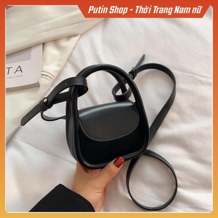 Túi đeo vai mini màu trơn phong cách Hàn Quốc, Túi xách đeo chéo màu đen kem trắng vàng xanh cầm tay baby hot