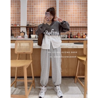 set áo nỉ cổ tim sm rút eo 1585