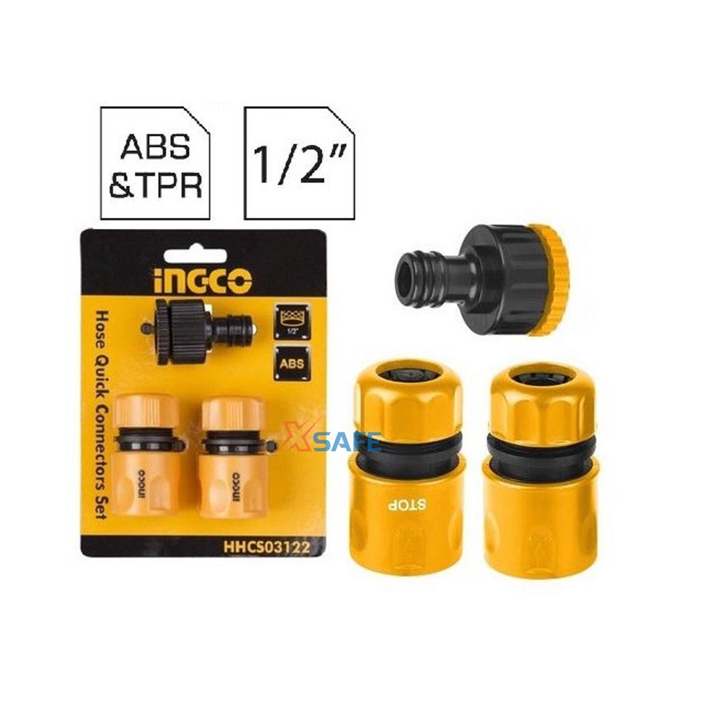 Bộ 3 đầu nối máy xịt rửa HHCS03122 gồm 2 đầu nối nhanh 1/2'' nhựa ABS siêu cứng , 1 khớp nối 1/2 inch